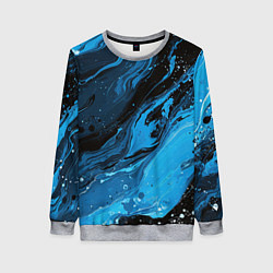 Свитшот женский Черно-синяя абстракция геометрическая, цвет: 3D-меланж