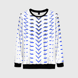 Свитшот женский Чёрные и синие полосы на белом фоне, цвет: 3D-черный