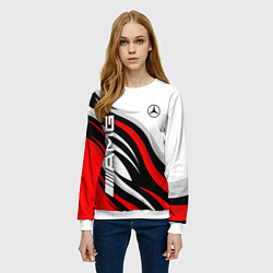 Свитшот женский Mercedes benz AMG - белый с красным, цвет: 3D-белый — фото 2
