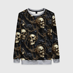 Женский свитшот Прикованные золотой цепью черепа
