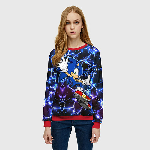 Женский свитшот Sonic blue x / 3D-Красный – фото 3