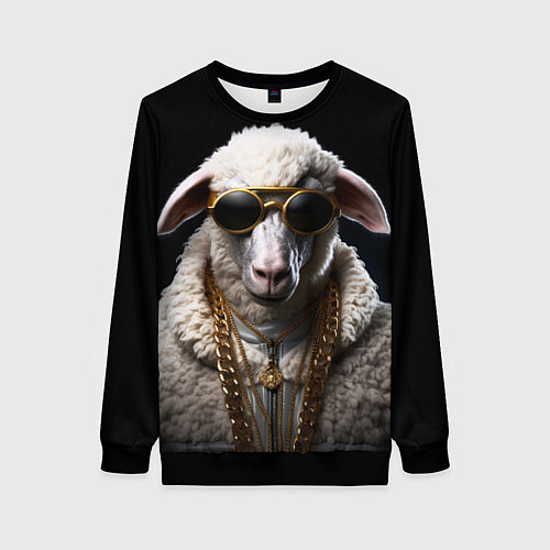 Женский свитшот Богатый баран в цепях / 3D-Черный – фото 1