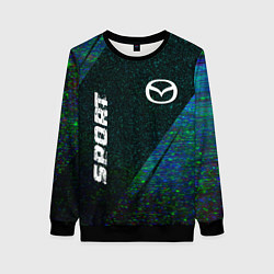 Свитшот женский Mazda sport glitch blue, цвет: 3D-черный