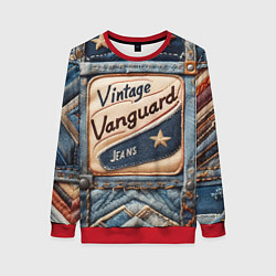Свитшот женский Vintage vanguard jeans - patchwork, цвет: 3D-красный