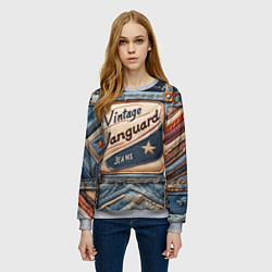 Свитшот женский Vintage vanguard jeans - patchwork, цвет: 3D-меланж — фото 2