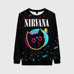 Свитшот женский Nirvana - rock star cat, цвет: 3D-черный