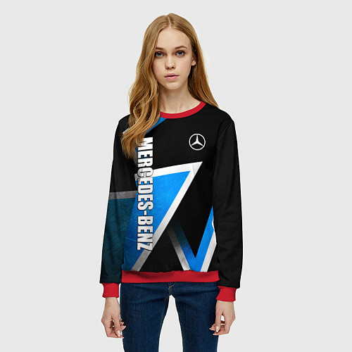 Женский свитшот Mercedes - blue metal / 3D-Красный – фото 3