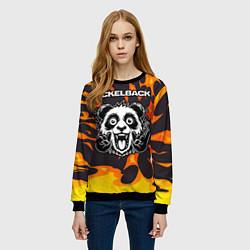 Свитшот женский Nickelback рок панда и огонь, цвет: 3D-черный — фото 2