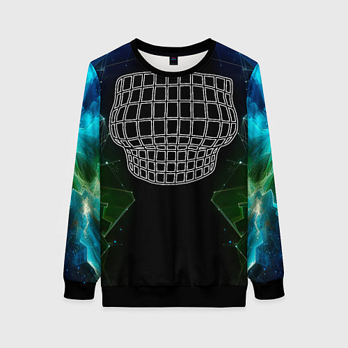 Женский свитшот Иллюзия сетчатого корсета груди / 3D-Черный – фото 1