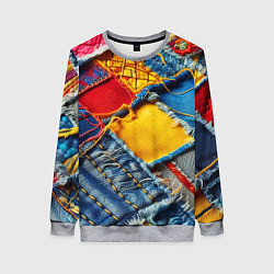 Женский свитшот Colorful denim patchwork - ai art