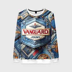 Свитшот женский Vanguard denim patchwork - ai art, цвет: 3D-белый