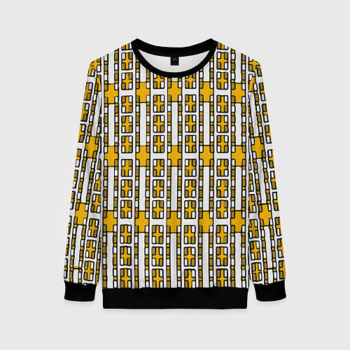 Женский свитшот Жёлтые и белые кирпичики на белом фоне / 3D-Черный – фото 1