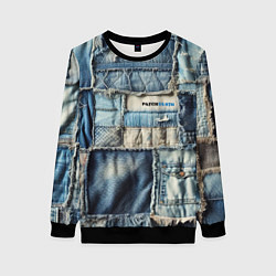 Свитшот женский Patchwork denim - vogue, цвет: 3D-черный