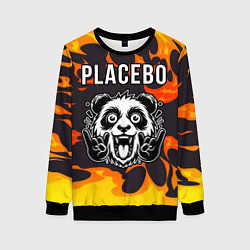 Свитшот женский Placebo рок панда и огонь, цвет: 3D-черный