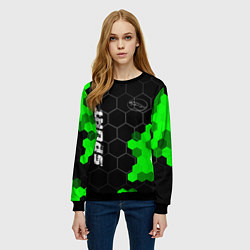 Свитшот женский Jaguar green sport hexagon, цвет: 3D-черный — фото 2
