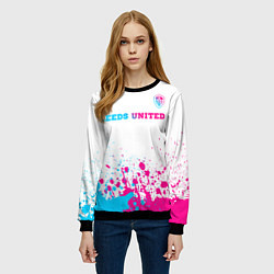 Свитшот женский Leeds United neon gradient style посередине, цвет: 3D-черный — фото 2