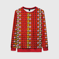 Свитшот женский Красные плитки, цвет: 3D-красный