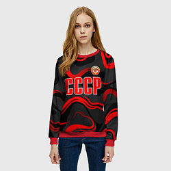 Свитшот женский СССР - red stripes, цвет: 3D-красный — фото 2