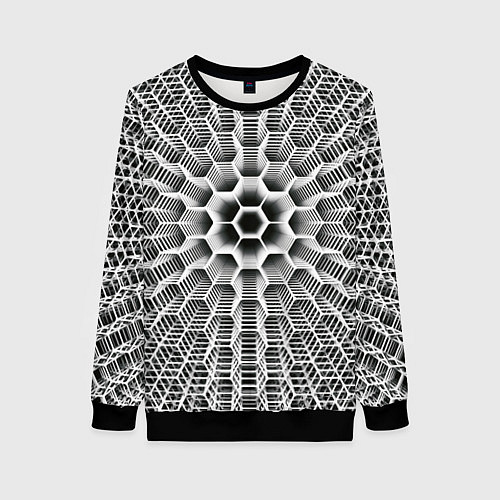 Женский свитшот Бесконечный гексагональный каркас / 3D-Черный – фото 1