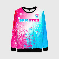 Свитшот женский Brighton neon gradient style посередине, цвет: 3D-черный