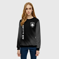 Свитшот женский AEK Athens sport на темном фоне вертикально, цвет: 3D-черный — фото 2