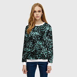 Свитшот женский Чёрный с напылением голубого цвета абстракция, цвет: 3D-белый — фото 2