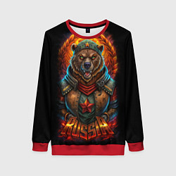 Свитшот женский Русский военный медведь солдат, цвет: 3D-красный