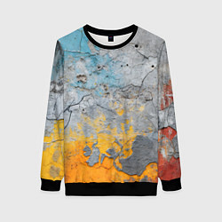 Свитшот женский Бетонная стена с краской, цвет: 3D-черный