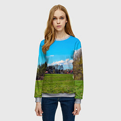 Свитшот женский Пригородный пейзаж, цвет: 3D-меланж — фото 2