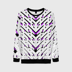 Свитшот женский Black and purple stripes on a white background, цвет: 3D-черный