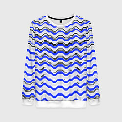 Женский свитшот Black and blue stripes on a white background