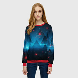 Свитшот женский Пирамиды в космосе абстракции, цвет: 3D-красный — фото 2