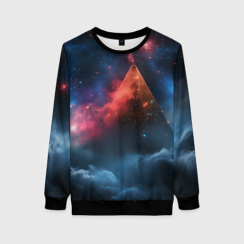 Женский свитшот Космическая абстракция пирамида / 3D-Черный – фото 1