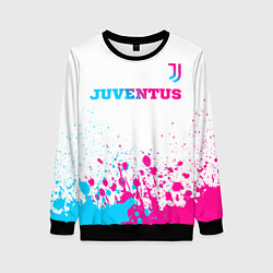 Свитшот женский Juventus neon gradient style посередине, цвет: 3D-черный