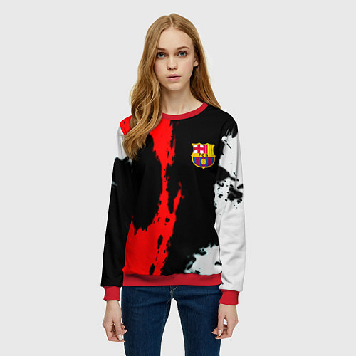 Женский свитшот Barcelona fc краски спорт / 3D-Красный – фото 3
