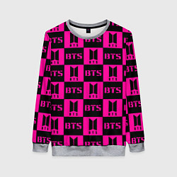Свитшот женский BTS pattern pink logo, цвет: 3D-меланж