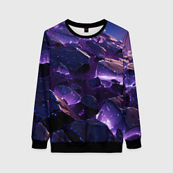 Свитшот женский Фиолетовые неоновые камни со светом, цвет: 3D-черный