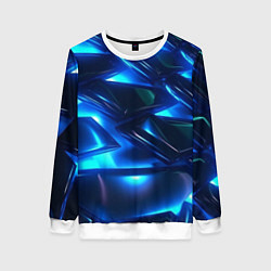 Свитшот женский Синие абстрактные неоновые плиты, цвет: 3D-белый