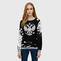 Свитшот женский Россия герб краски брызги, цвет: 3D-меланж — фото 2