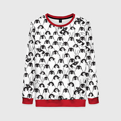 Свитшот женский Узор с пингвинами, цвет: 3D-красный