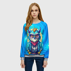 Свитшот женский Сова в одежде на стиле, цвет: 3D-меланж — фото 2