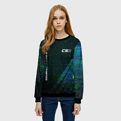 Свитшот женский Counter Strike 2 glitch blue, цвет: 3D-черный — фото 2