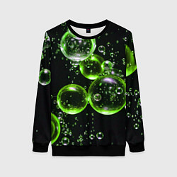 Женский свитшот Зеленые пузыри на черном