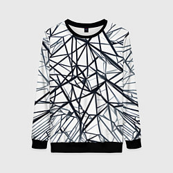 Свитшот женский Чёрные хаотичные линии на белом фоне, цвет: 3D-черный