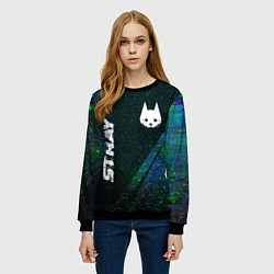 Свитшот женский Stray glitch blue, цвет: 3D-черный — фото 2