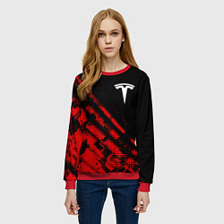 Свитшот женский Tesla sport grunge, цвет: 3D-красный — фото 2