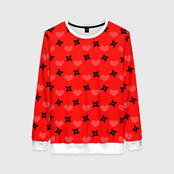 Женский свитшот Сюрикены и сердечки: красный