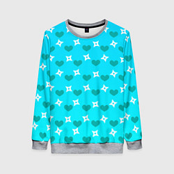 Женский свитшот Сюрикены и сердечки: голубой