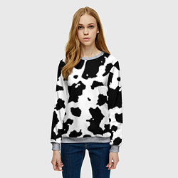 Свитшот женский Черно белый коровий узор, цвет: 3D-меланж — фото 2