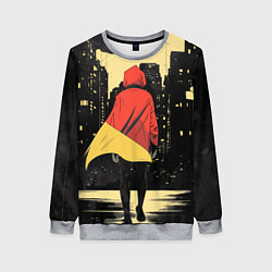 Свитшот женский Человек идет по ночному городу, цвет: 3D-меланж